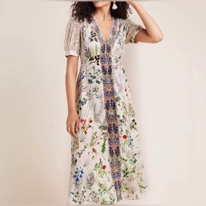 NWT Geisha Designs for Anthropologie Midi Donna Botanical Dress (L)